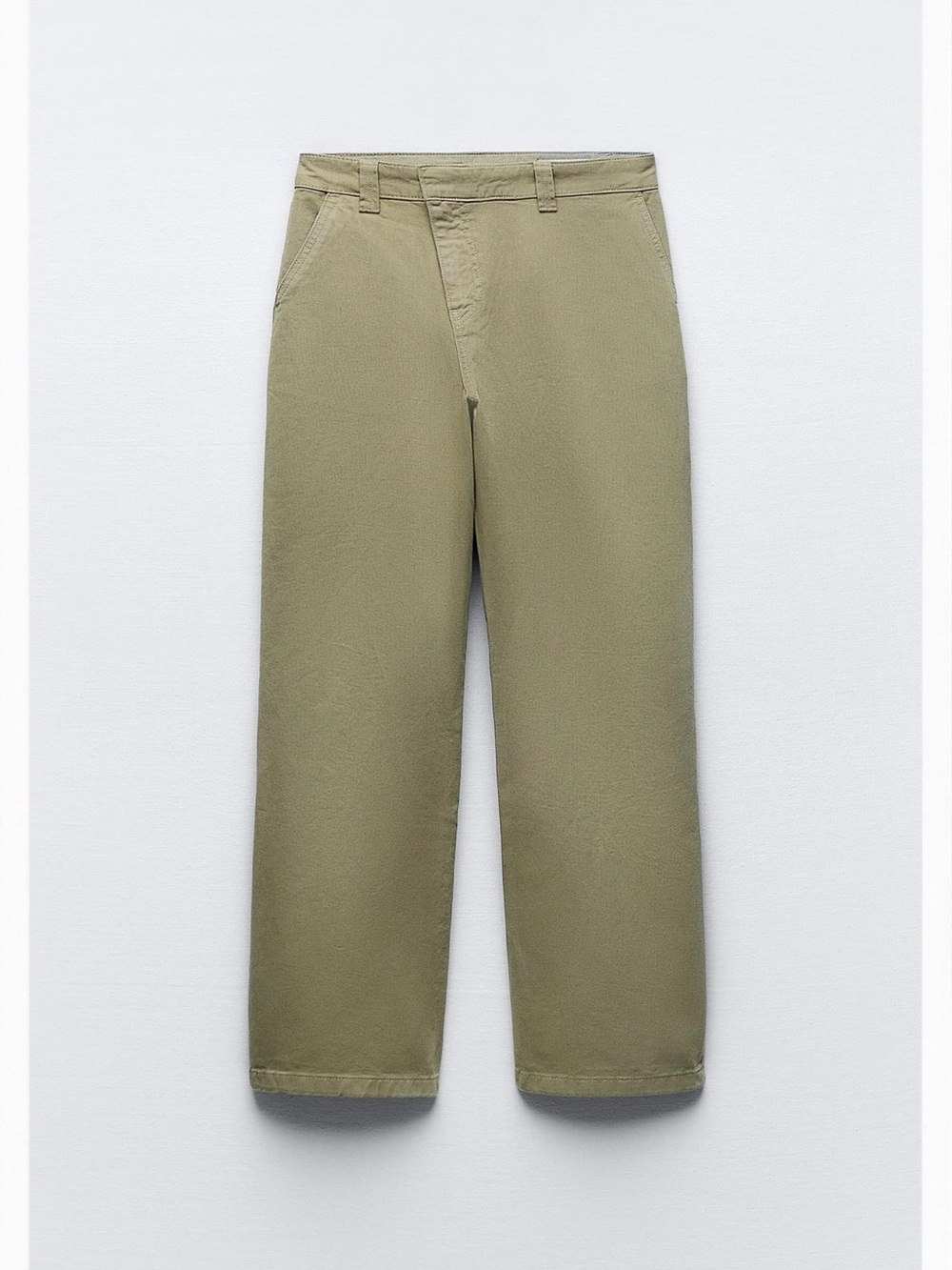 Zara Wrap chino pants ZW collection denim jeans khaki/olive